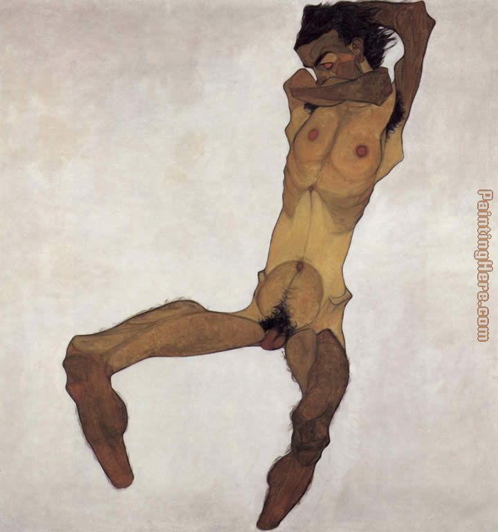 Egon Schiele Sitting male act